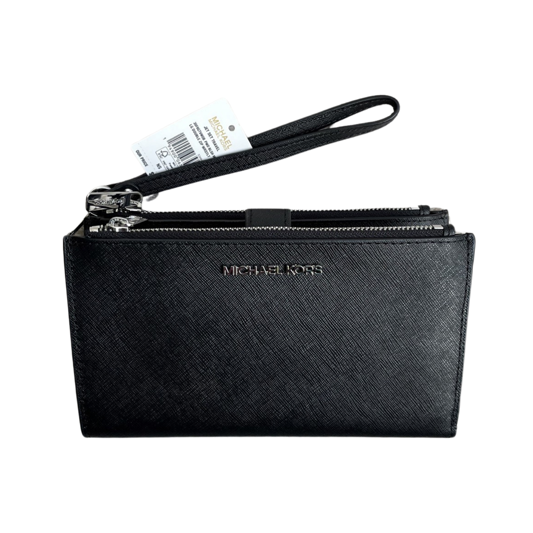 Michael Kors Jet Set Double-Zip Wristlet-Credit Cards wallet-Wristlet wallet with ID window