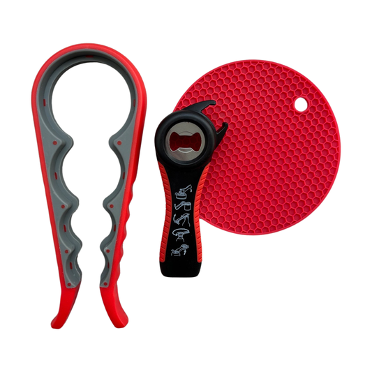 5 in 1 bottle opener- 3 pc. set. red color